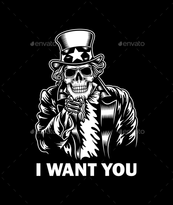 Uncle Sam Skull Vector Illustration