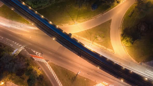 Hyperlapse Road Cross With Train Overpass