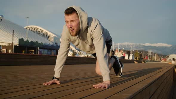 Outdoor Workout with Running Plank Exercise