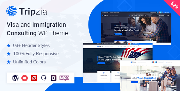 Tripzia – Immigration Consulting WordPress Theme Preview