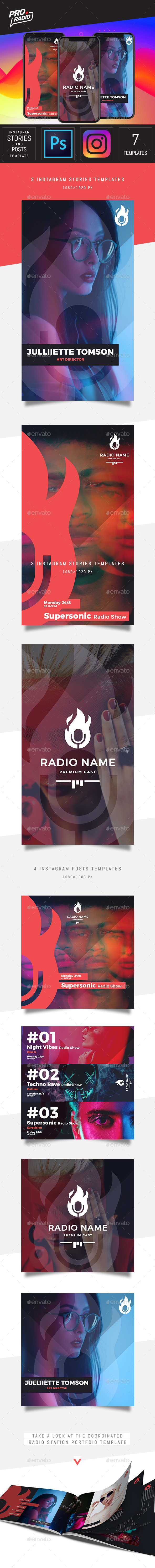 Radio Station Instagram Post and Stories Template - PSD