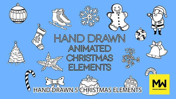 Hand Drawn 05 Christmas Holiday (Pack of 31)