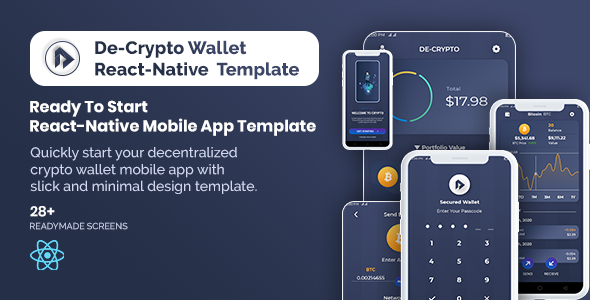 De-Crpyto Wallet - Cryptocurrency Mobile App React Native Template