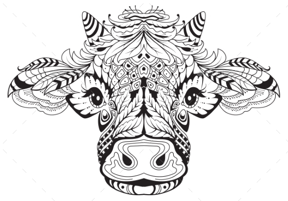 Cow Head Female Symbol of 2021 Tribal Tattoo