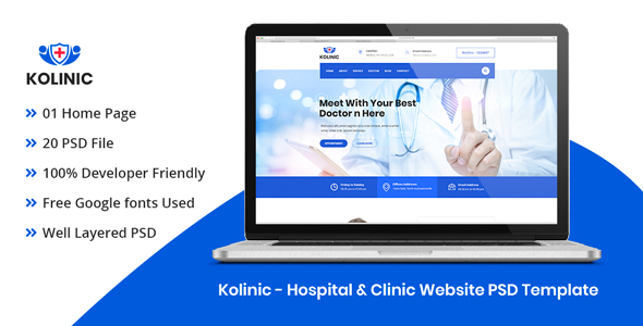 Kolinic - Hospital & Clinic Website PSD Template