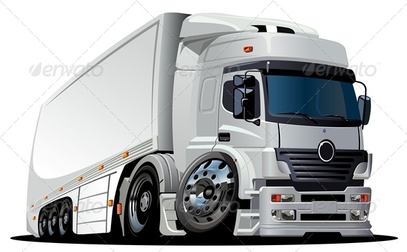 Vector Cartoon Cargo Semi Truck