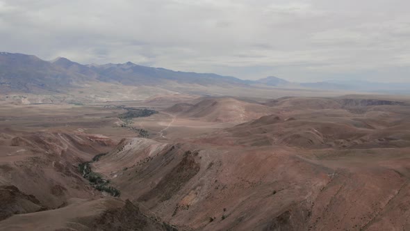 Mars valley with red mountains in Altai, Kyzyl-Chin valley