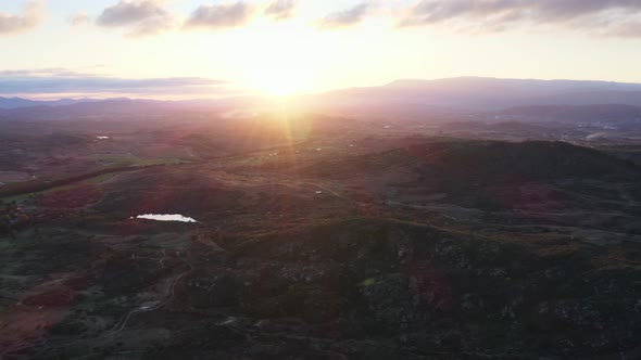 Drone aerial view of mountain nature landscape in Sortelha, Portugal