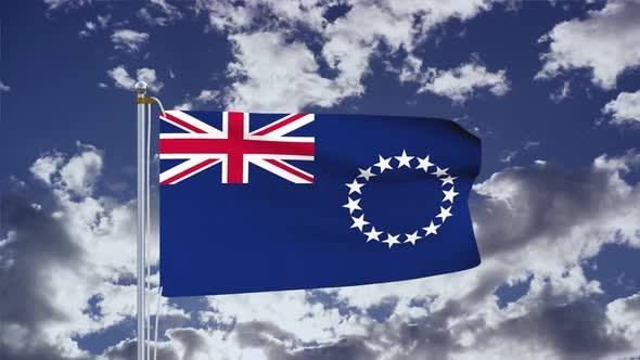 Cook Islands Flag Waving 4k