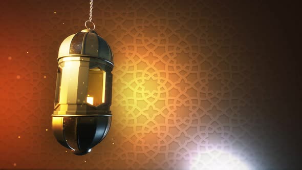 Background Of Ramadan Lantern With Islamic Engraving, Particle