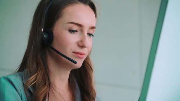 Business People Wearing Headset Working in Office