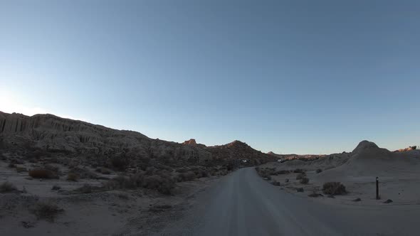 Drivers Point of View, Driving through Red Rock Canyon State Park, morning