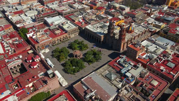 4K, Plaza de Armas, Central Park, San Luis Potosi, Mexico, Drone Shot