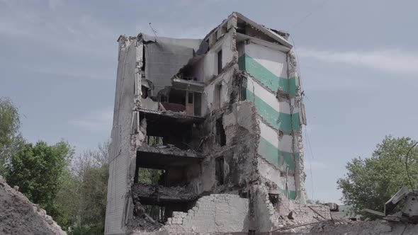 Borodyanka Ukraine  a Destroyed Building During the War Bucha District