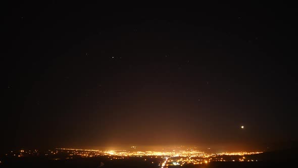 8K City Lights Under The Starry Sky in Night