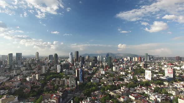 Aerial Panoramic View of Roma Neighborhood in Mexico City