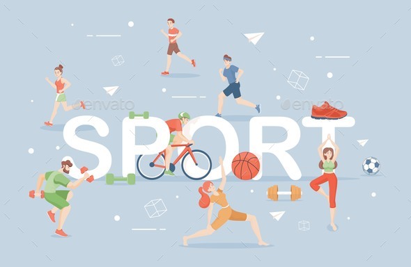 Sport Word Banner Template Young People in Sports