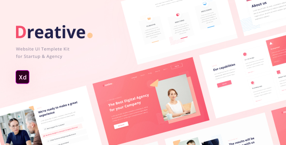 Dreative | Startup & Business Web UI Kit for Adobe XD