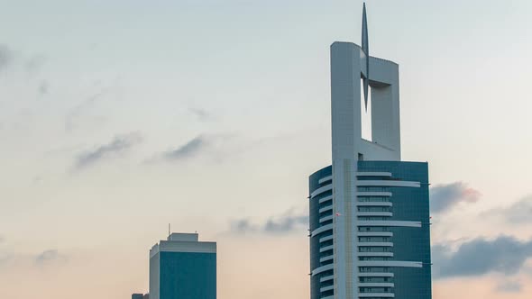 Downtown Dubai Towers in the Evening Timelapse