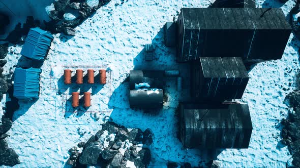 Arial View of Antarctic Base and Scientific Research Station