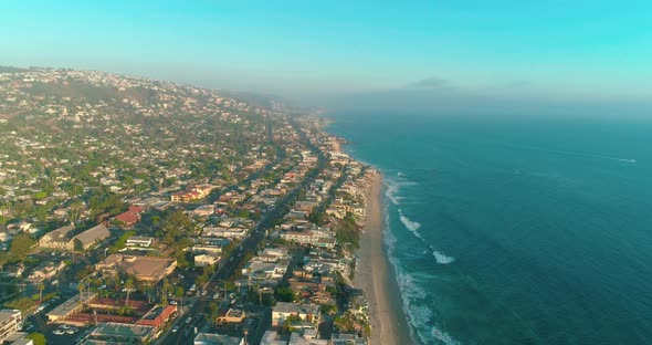 A Wide Angle View of the Beach Los Angeles. Aeria 