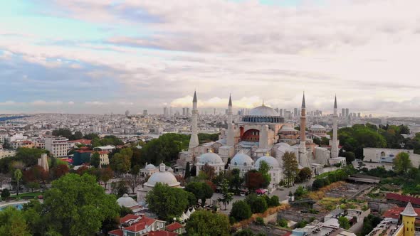 Hagia Sophia Drone Aerial View 