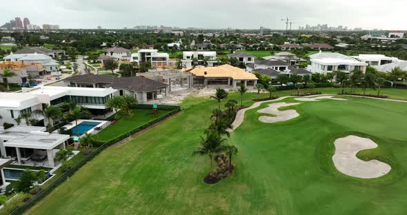 Luxury Real Estate Under Construction On Golf Course Landscape