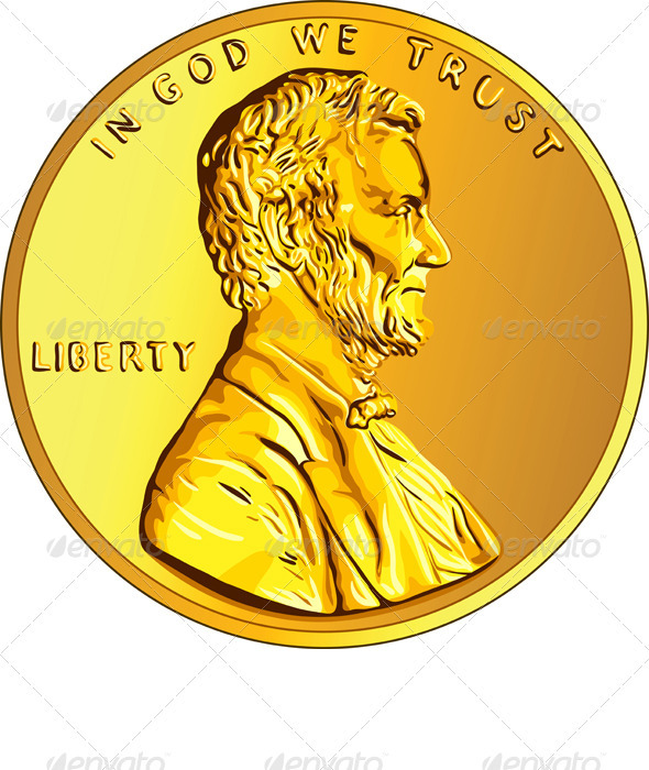 Vector American Money Gold Coin