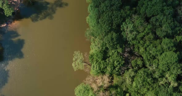 4k aerial of large lake in Houston located near the Lake Houston dam