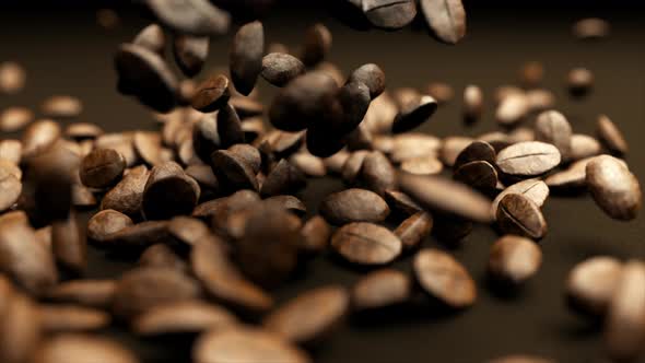 Falling Coffee Beans in Slow Motion