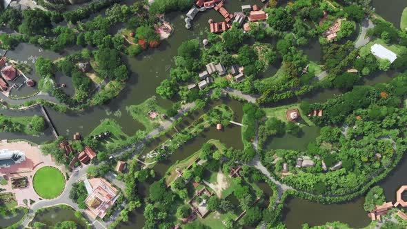 Aerial View of Mueang Boran Ancient Siam Cultural Park in Bangkok