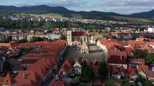 Aerial view of the beautiful city of Bardejov in Slovakia