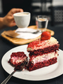 Detail of Pavlova strawberry piece of cake - PhotoDune Item for Sale