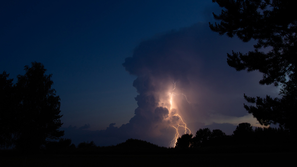 Lightning Storm Clouds Thunderstorm Timelapse in Summer Night Sky