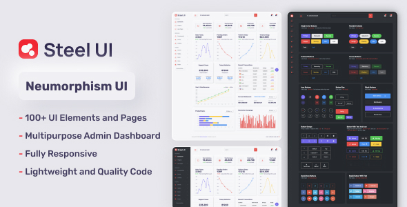 Neumorphic Bootstrap Dashboard - Steel UI