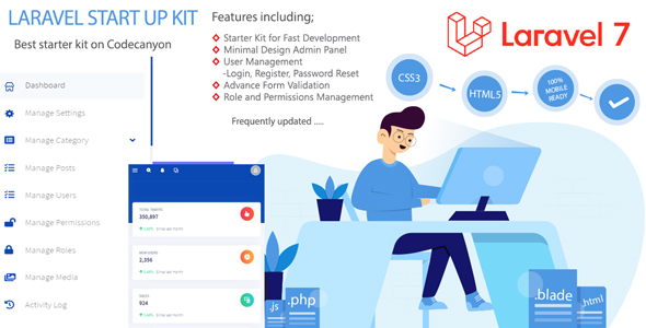 Laravel Bootstrap Starter Kit - User Manager, Role, Permission, CRUD, Media Library and More.