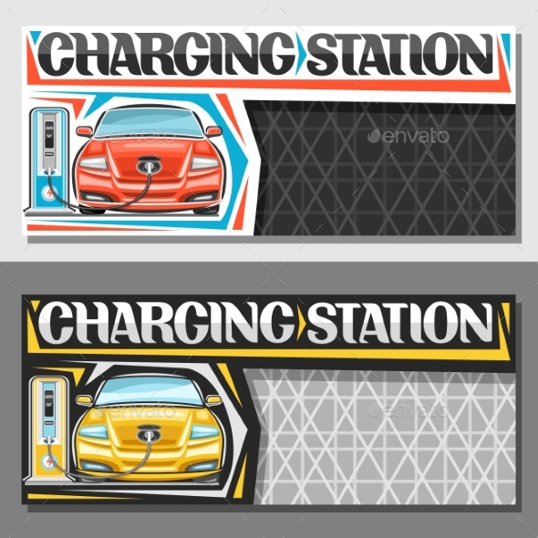 Vector Layouts for Electric Car Charging Station