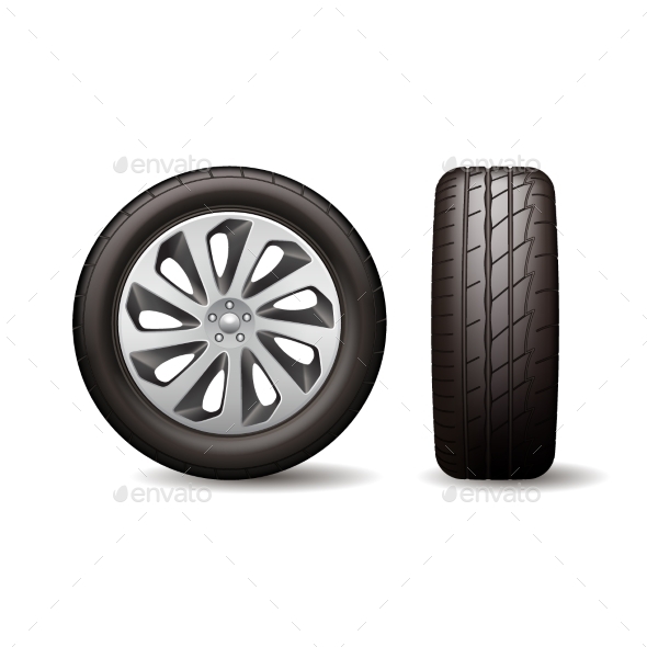 Realistic Shining Disk Car Wheel Tyre Isolated