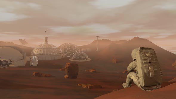 Astronaut Sitting on Mars