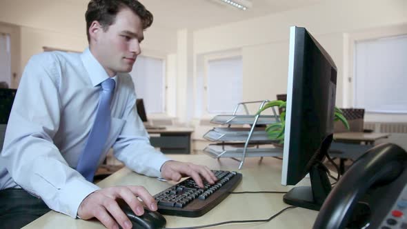 Office worker using computer