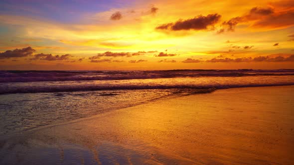 Tropical sea at sunset or sunrise over sea video 4K, The sun touches horizon