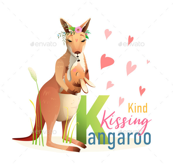 Animal ABC Letter K is for Kissing Kangaroo