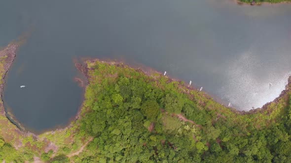 Drone footage around the lakes near Mt Fuji in Japan Shizuoka, Japan