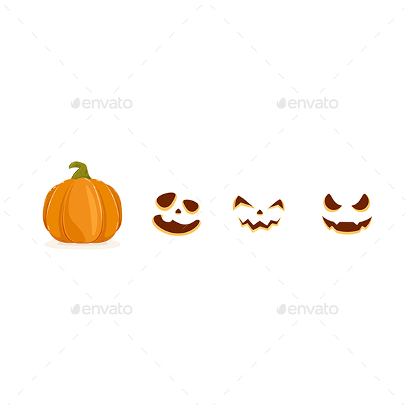 Halloween Pumpkin and Set of Smiles