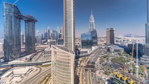 Aerial View of New Skyscrapers and Tall Buildings Timelapse