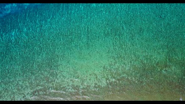 Aerial drone view nature of paradise bay beach break by blue sea and white sandy background of a day