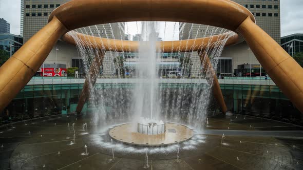 Time-lapse of the Fountain of Wealth, it is the famous place in Suntec City, Singapore