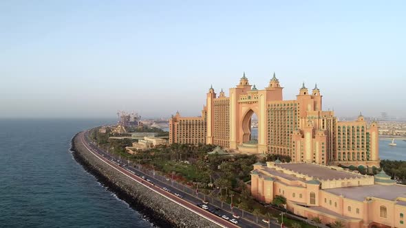 Aerial view of Atlantis the palm resort in the coast of Palm Jumeirah, Dubai.