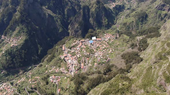 Aerial view of Valley of the Nuns (Curral das Freiras) on Madeira, Portugal