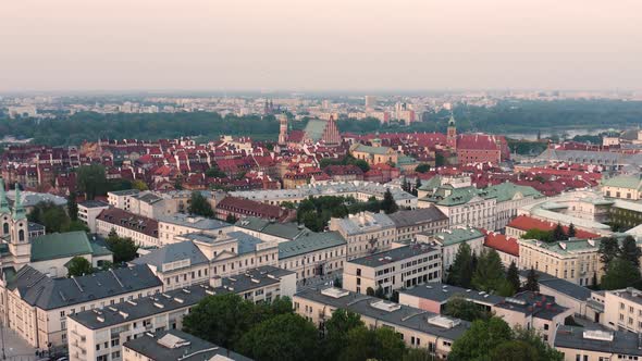 Aerial View of Warsaw Old Town